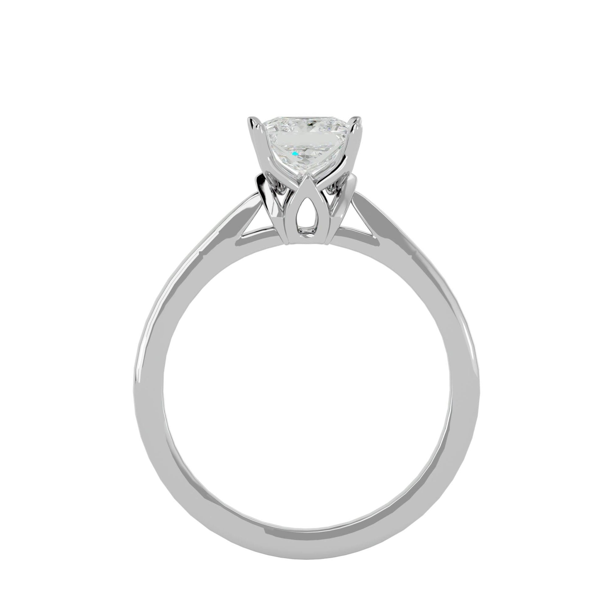 Lab Grown Princess Cut Diamond In White Gold Solitaire Ring