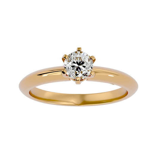 Lab Grown Round Cut Diamond Solitaire Ring In Yellow Gold