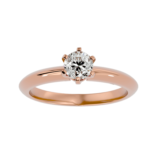 Lab Grown Round Cut Diamond Solitaire Ring In Rose Gold