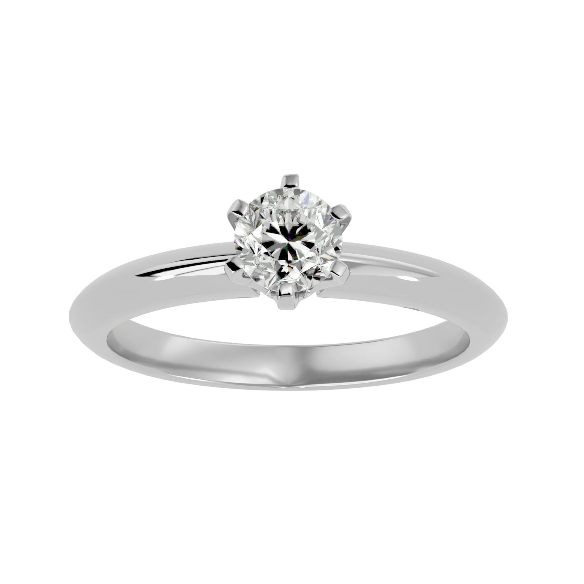 Lab Grown Round Cut Diamond In White Gold Solitaire Ring