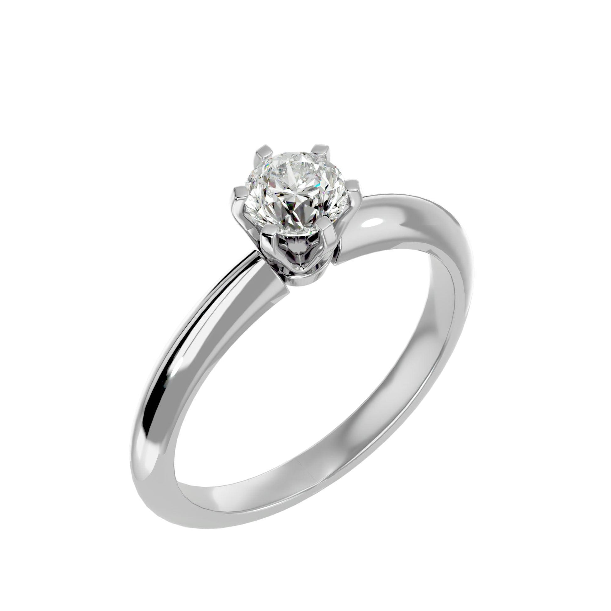 Lab Grown Round Cut Diamond In White Gold Solitaire Ring