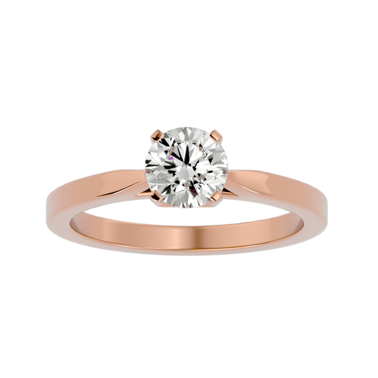 Lab Grown Round Cut Diamond Solitaire Ring In Rose Gold