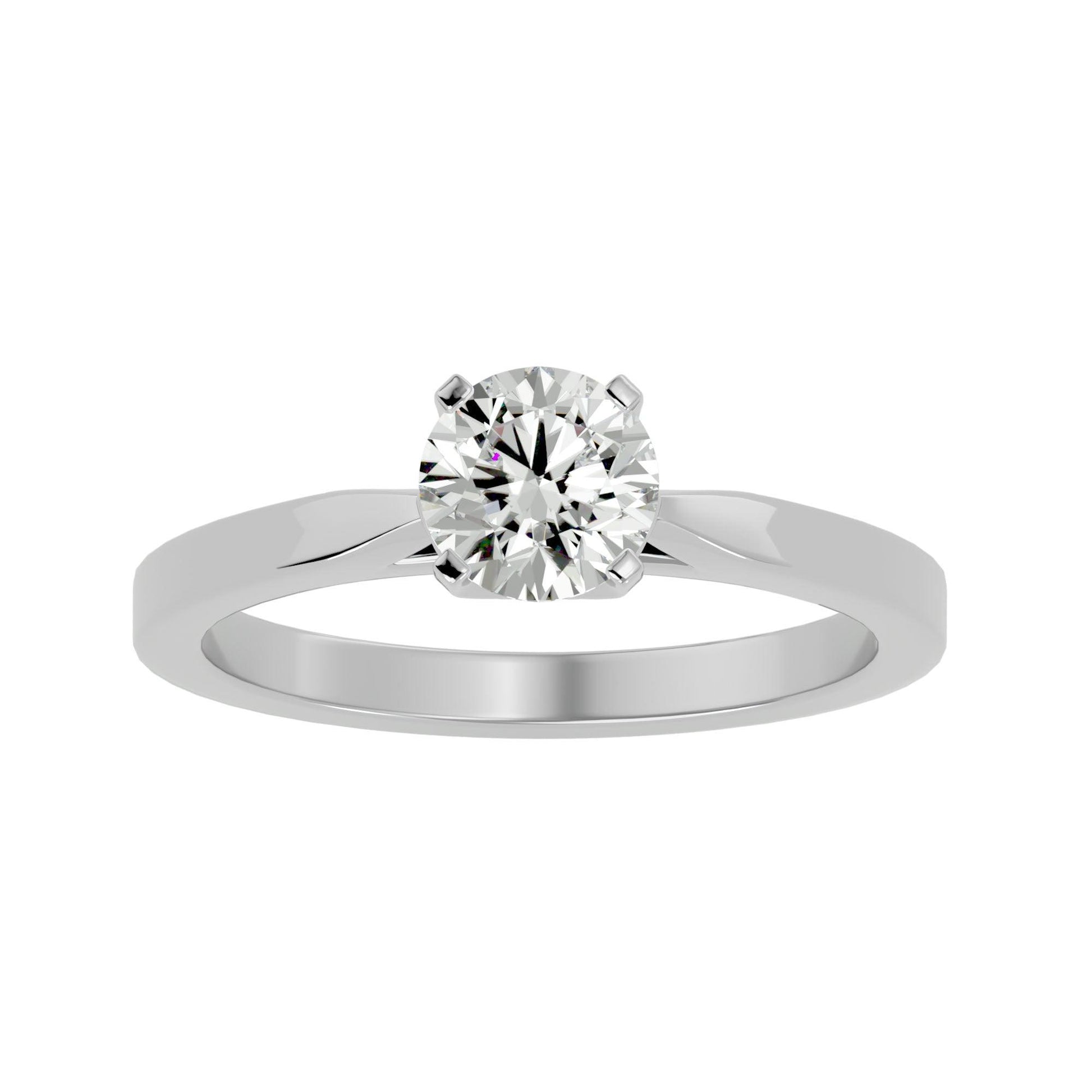 Lab Grown Round Cut Diamond In White Gold Solitaire Ring