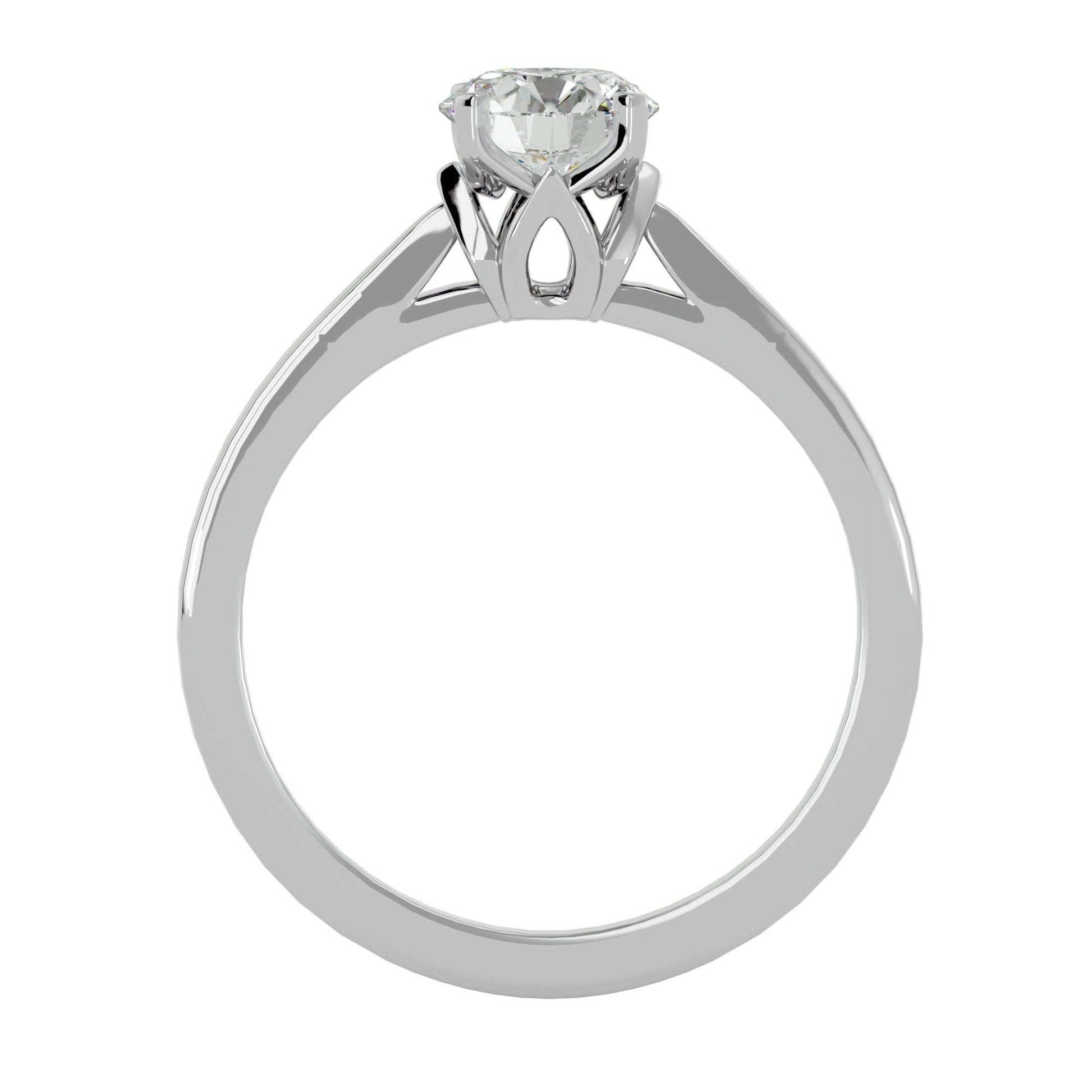 Lab Grown Round Cut Diamond In White Gold Solitaire Ring