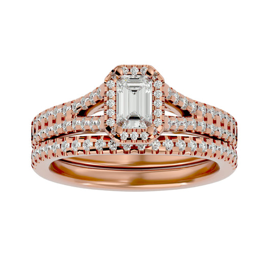 Lab Grown Princess Cut Diamond Halo Ring In Rose Gold