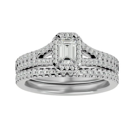 Lab Grown Princess Cut Diamond Halo Ring In Platinum