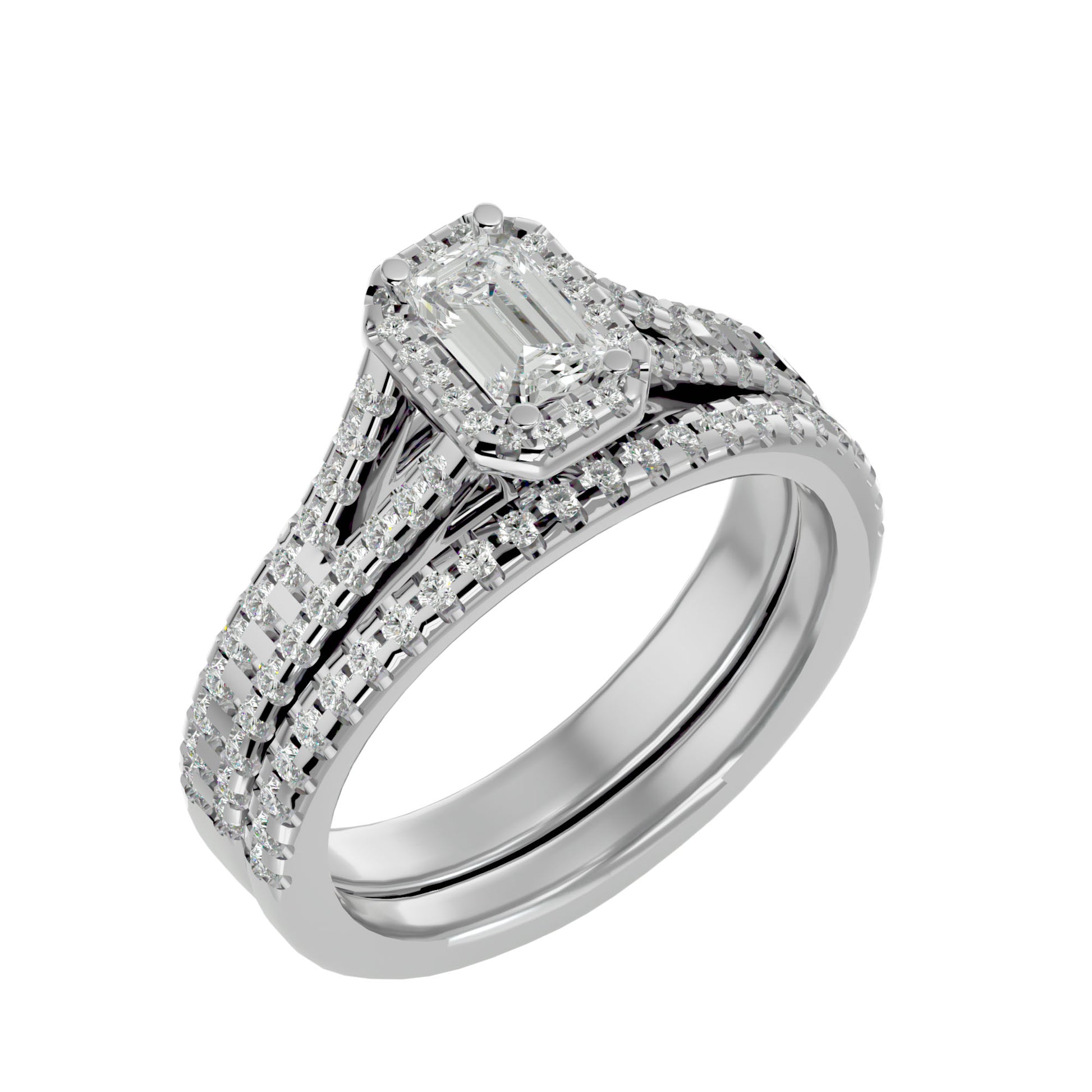 Lab Grown Princess Cut Diamond Halo Ring In Platinum