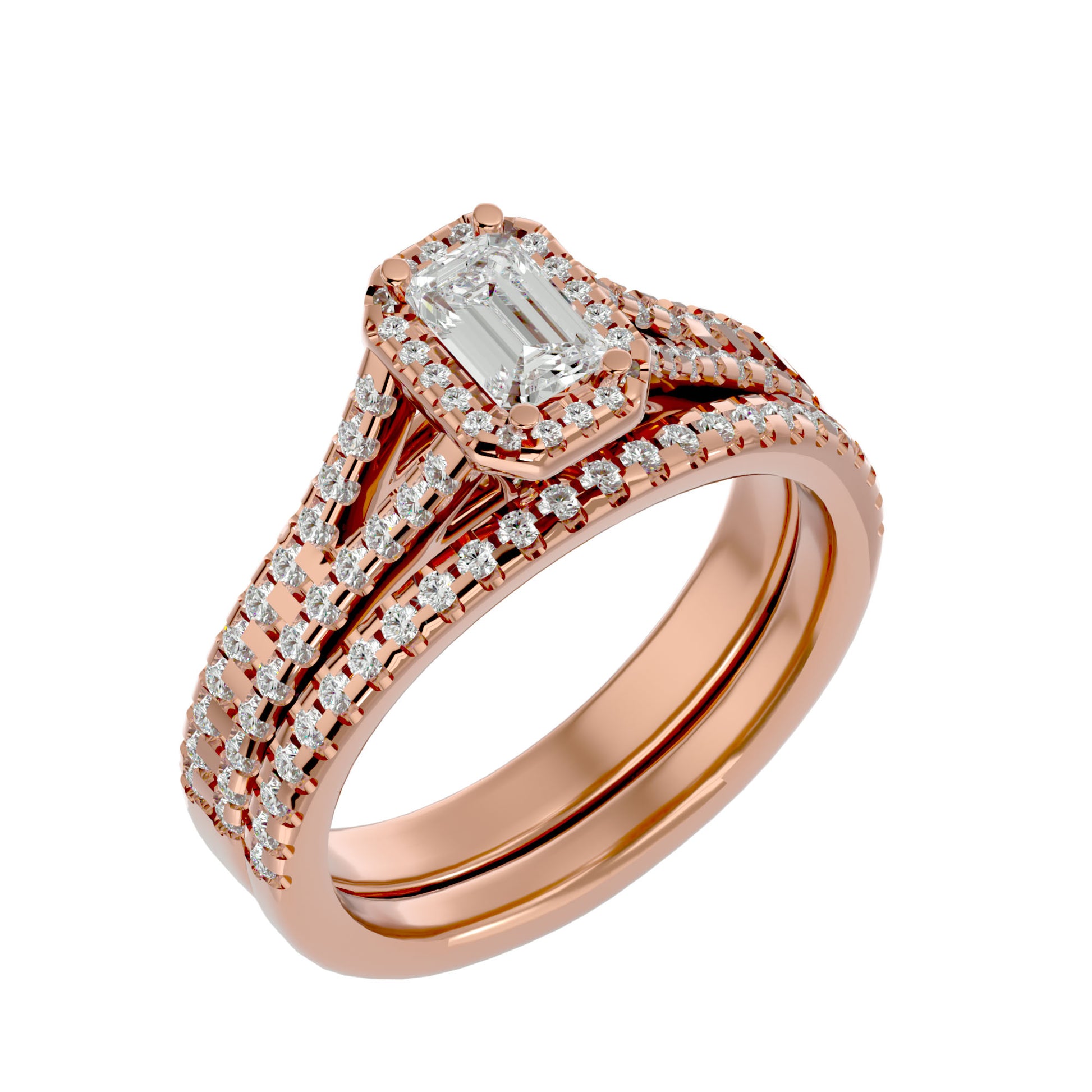 Lab Grown Princess Cut Diamond Halo Ring In Rose Gold