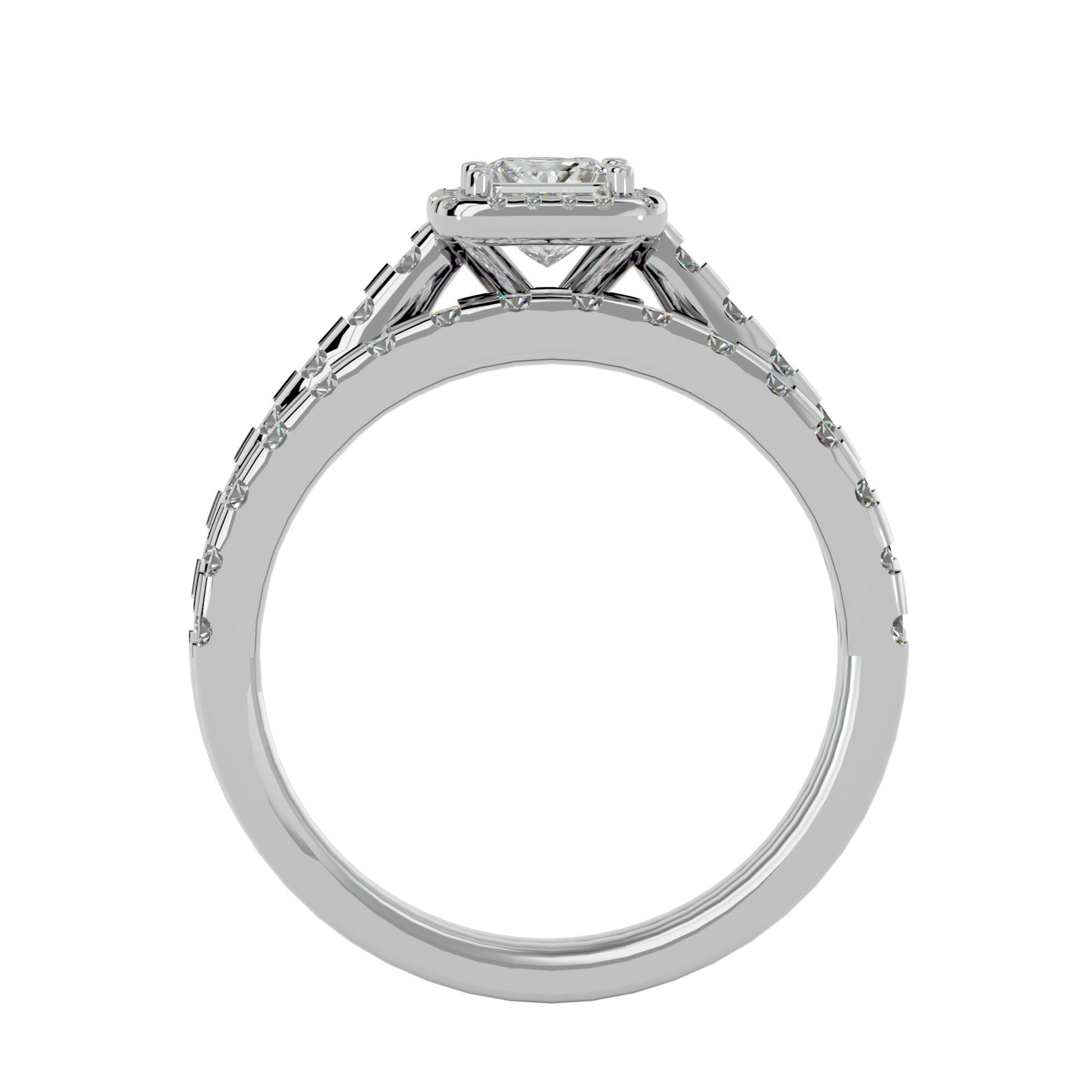 Lab Grown Princess Cut Diamond Halo Ring In Platinum