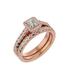 Lab Grown Princess Cut Diamond Halo Ring In Rose Gold