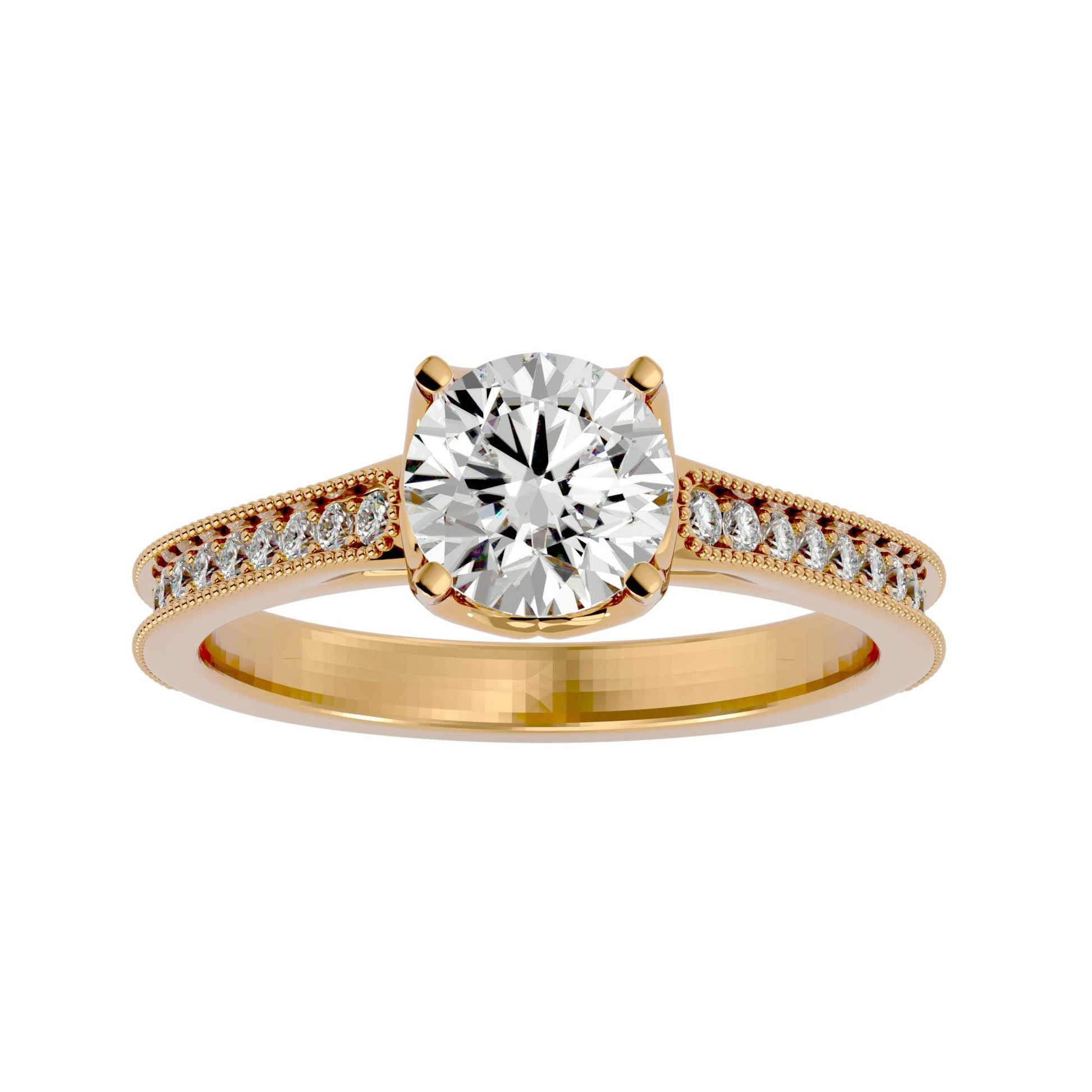 Lab Grown Round Cut Diamond Solitaire Ring In Yellow Gold