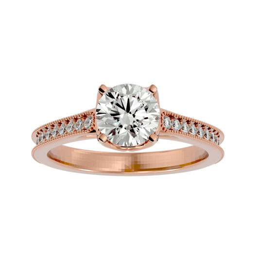 Lab Grown Round Cut Diamond Solitaire Ring In Rose Gold