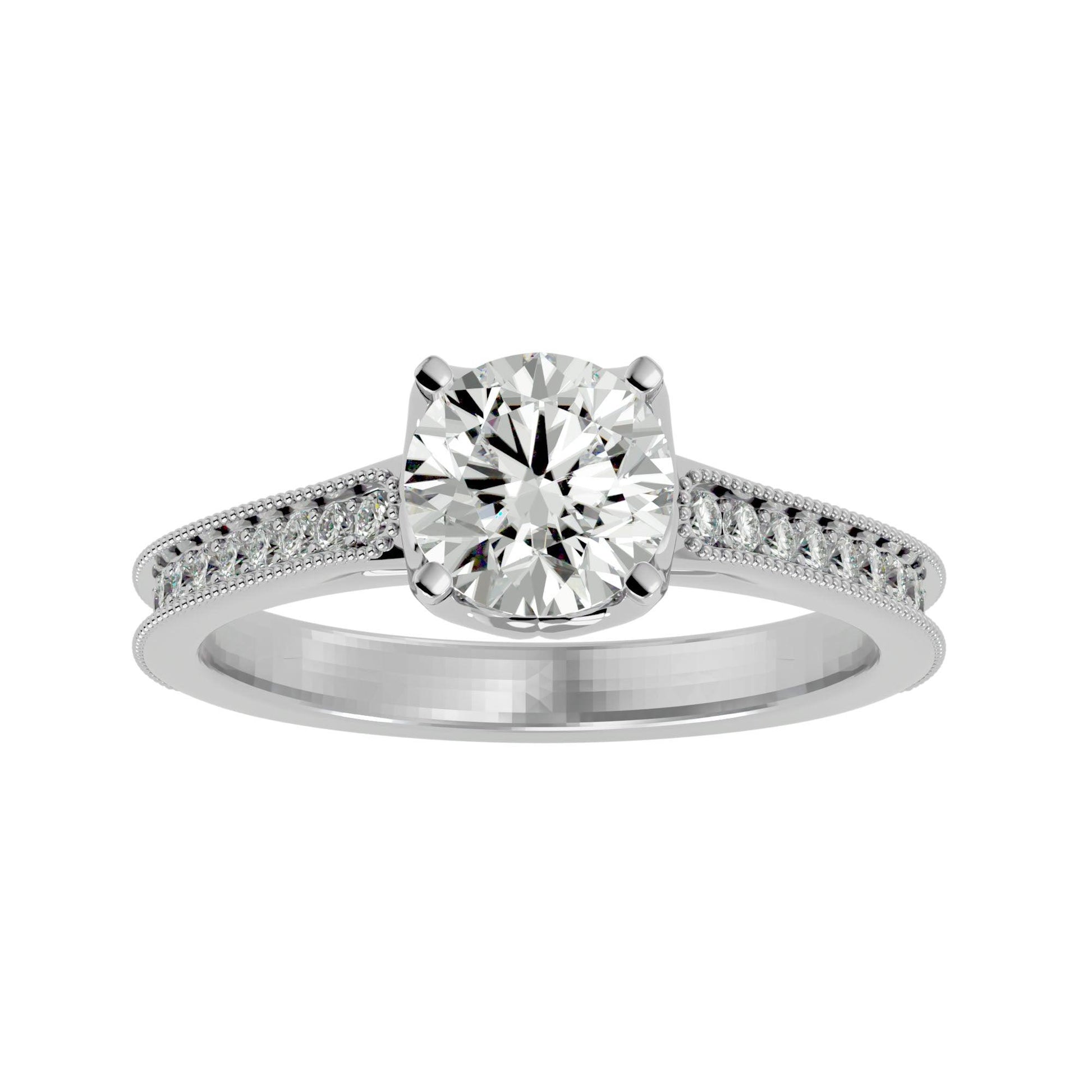 Lab Grown Round Cut Diamond In White Gold Ring