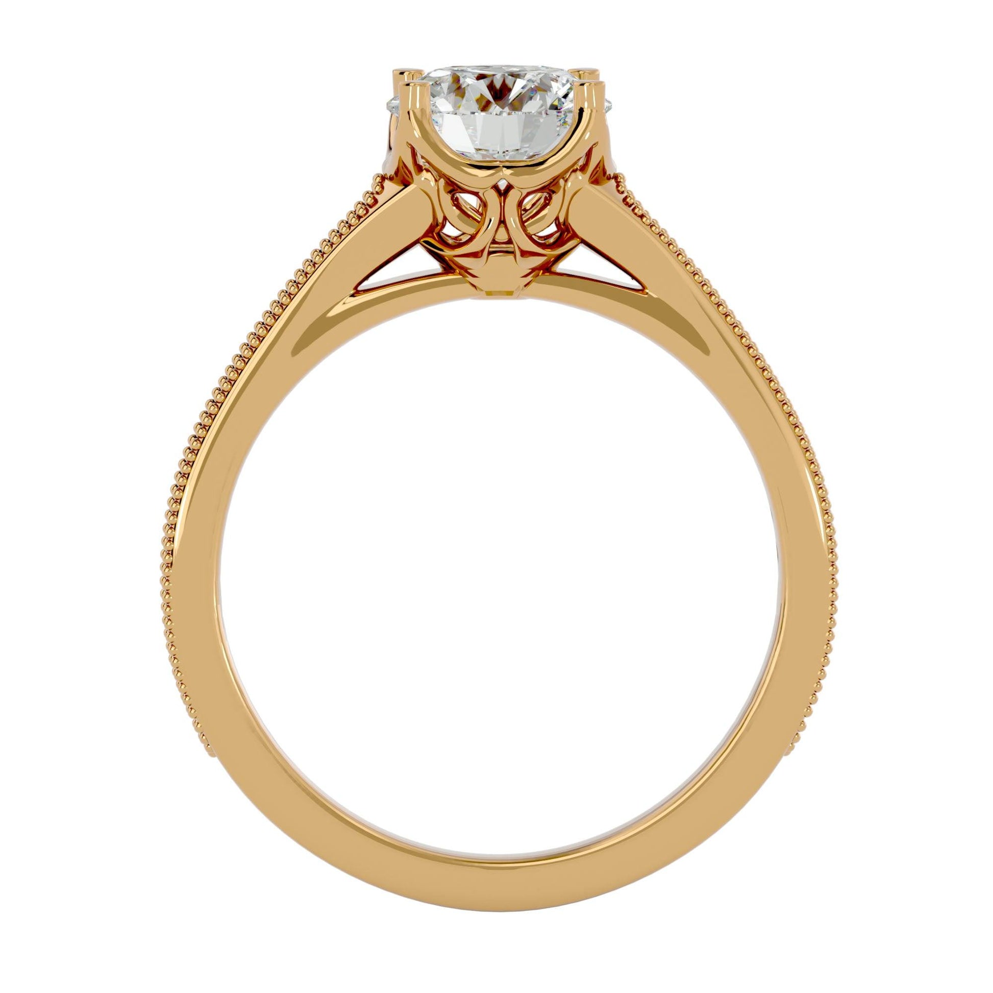 Lab Grown Round Cut Diamond Solitaire Ring In Yellow Gold