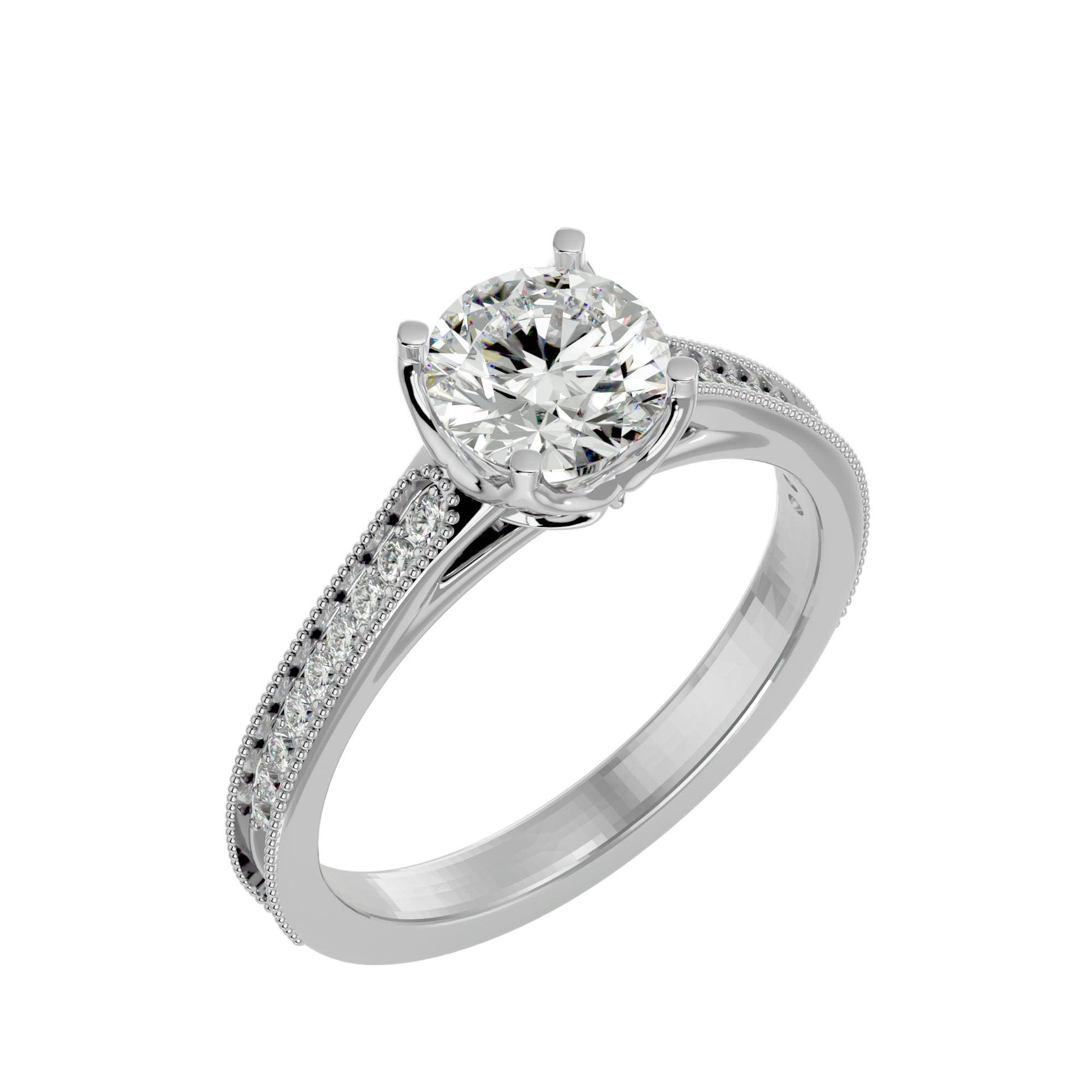 Lab Grown Round Cut Diamond In White Gold Ring