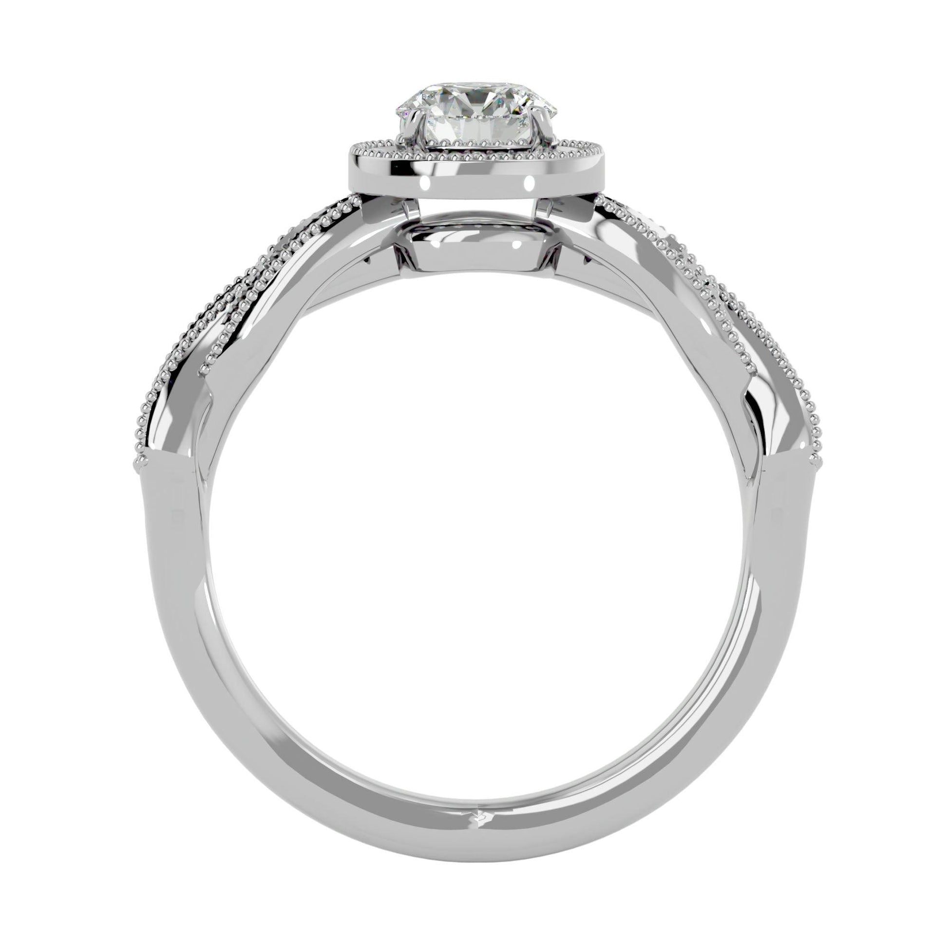 Lab Grown Round Cut Diamond Halo Ring In Platinum