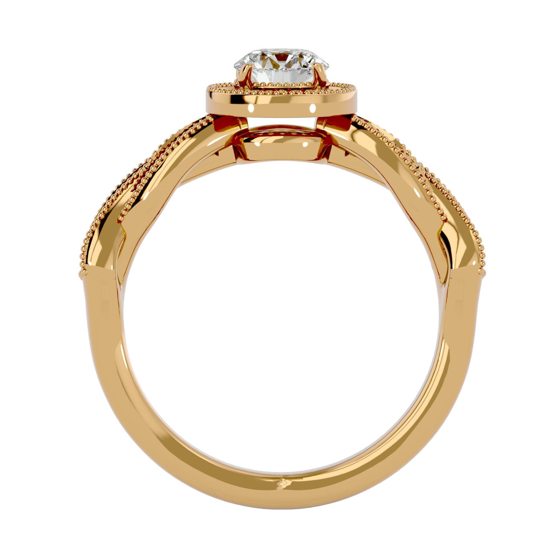 Lab Grown Round Cut Diamond Halo Ring In Yellow Gold