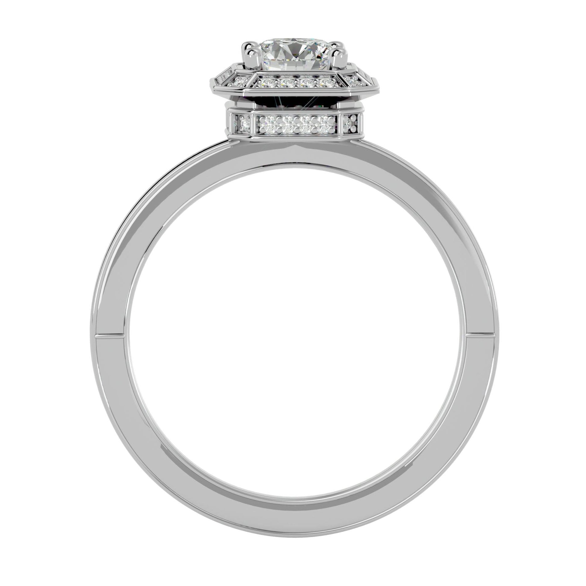 Lab Grown Round Cut Diamond Halo Ring In Platinum