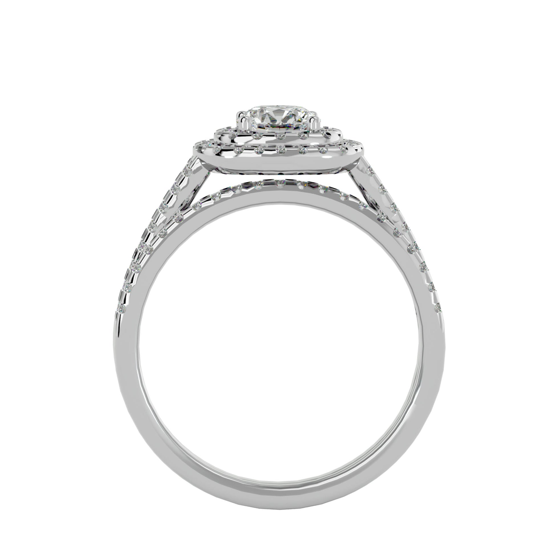 Lab Grown Round Cut Diamond Halo Ring In Platinum