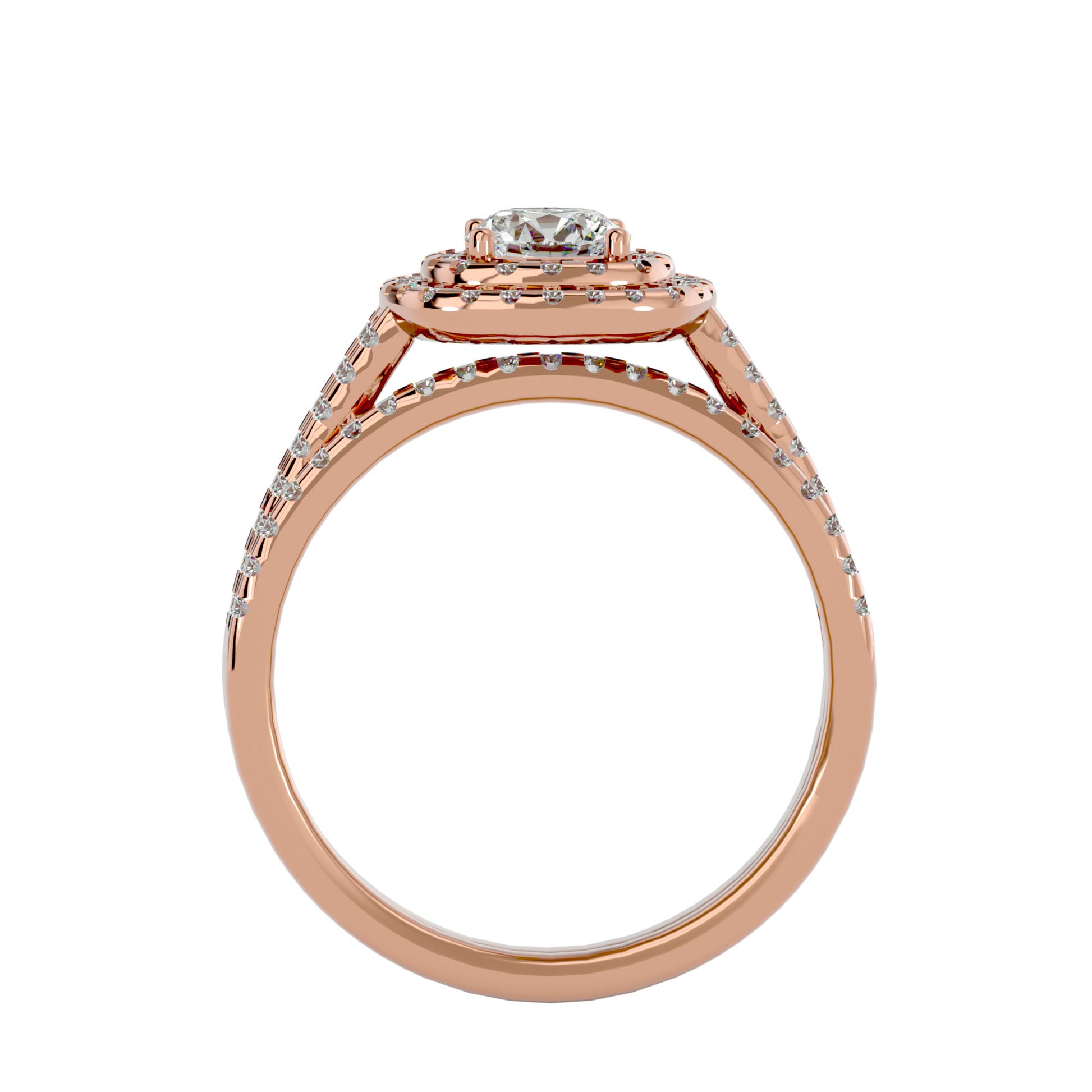 Lab Grown Round Cut Diamond Halo Ring In Rose Gold