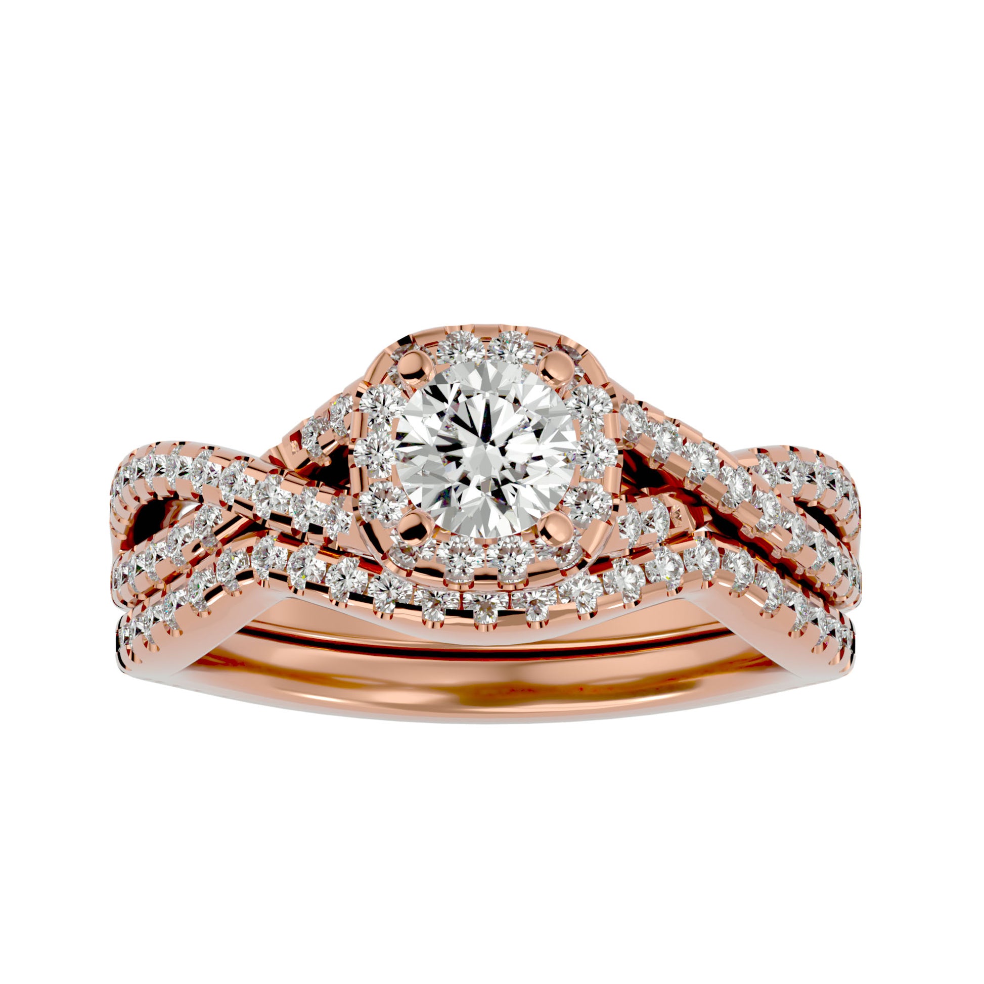 Lab Grown Round Cut Diamond Halo Ring In Rose Gold