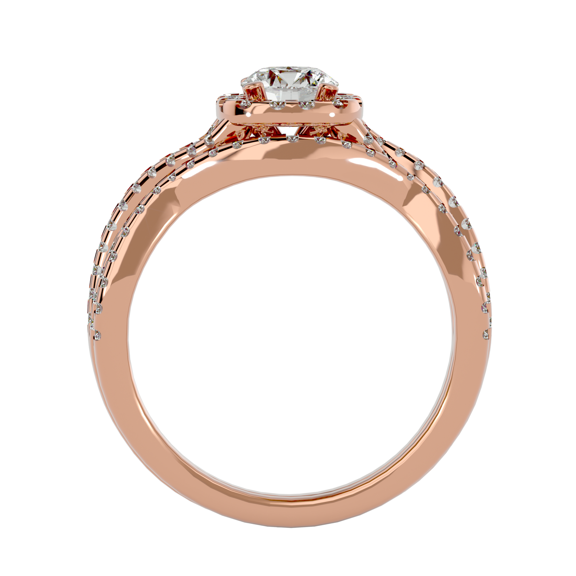 Lab Grown Round Cut Diamond Halo Ring In Rose Gold