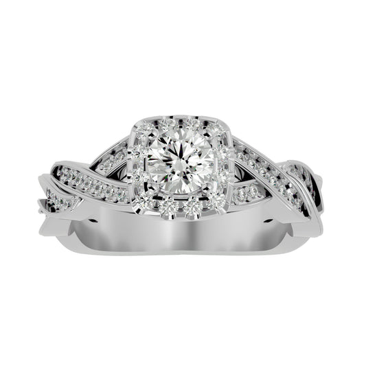 Lab Grown Round Cut Diamond Halo Ring In Platinum