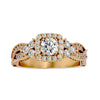 Lab Grown Round Cut Diamond Halo Ring In Yellow Gold