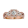 Lab Grown Round Cut Diamond Halo Ring In Rose Gold