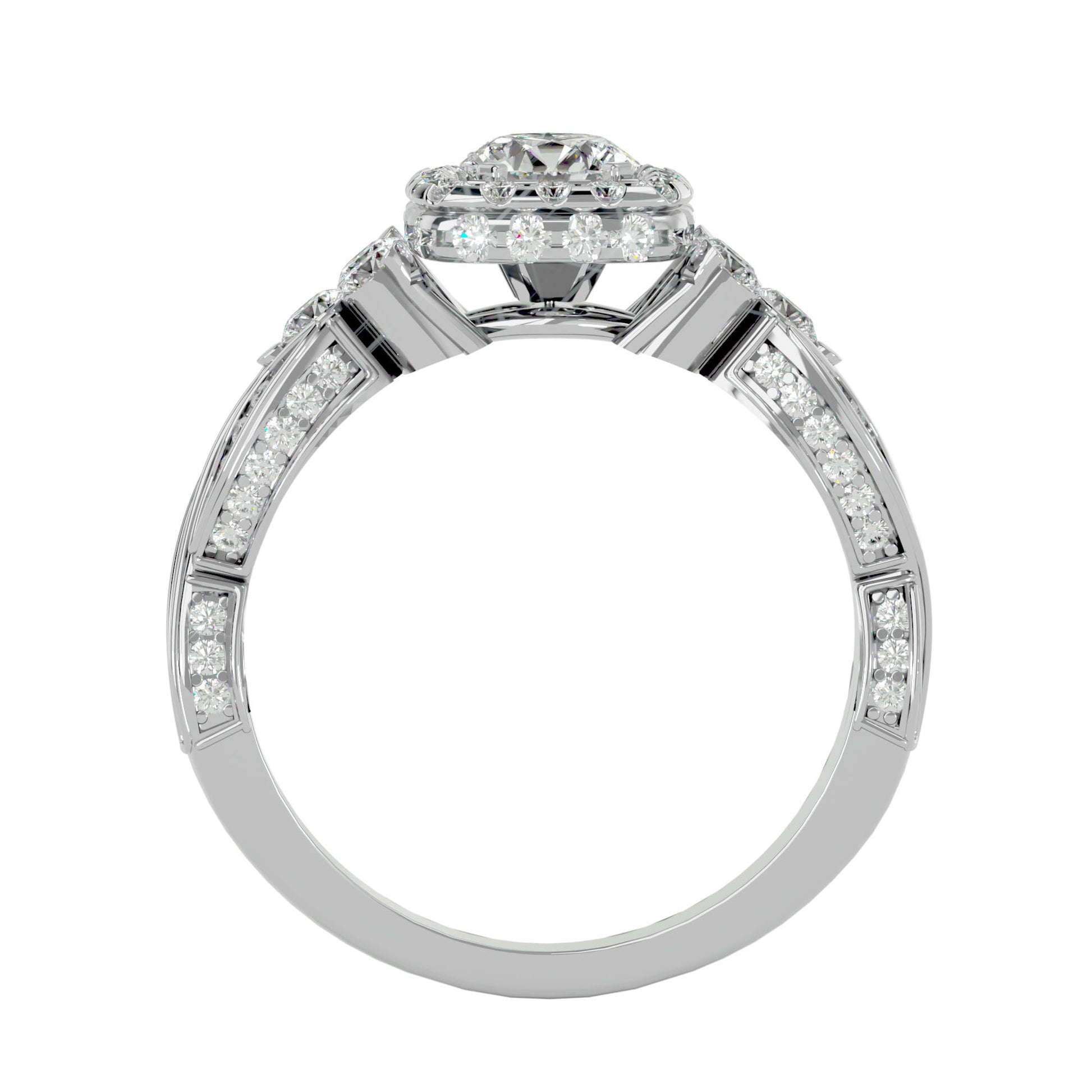 Lab Grown Round Cut Diamond Halo Ring In Platinum