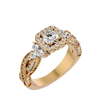 Lab Grown Round Cut Diamond Halo Ring In Yellow Gold