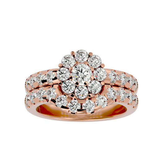 Lab Grown Round Cut Diamond Halo Ring In Rose Gold