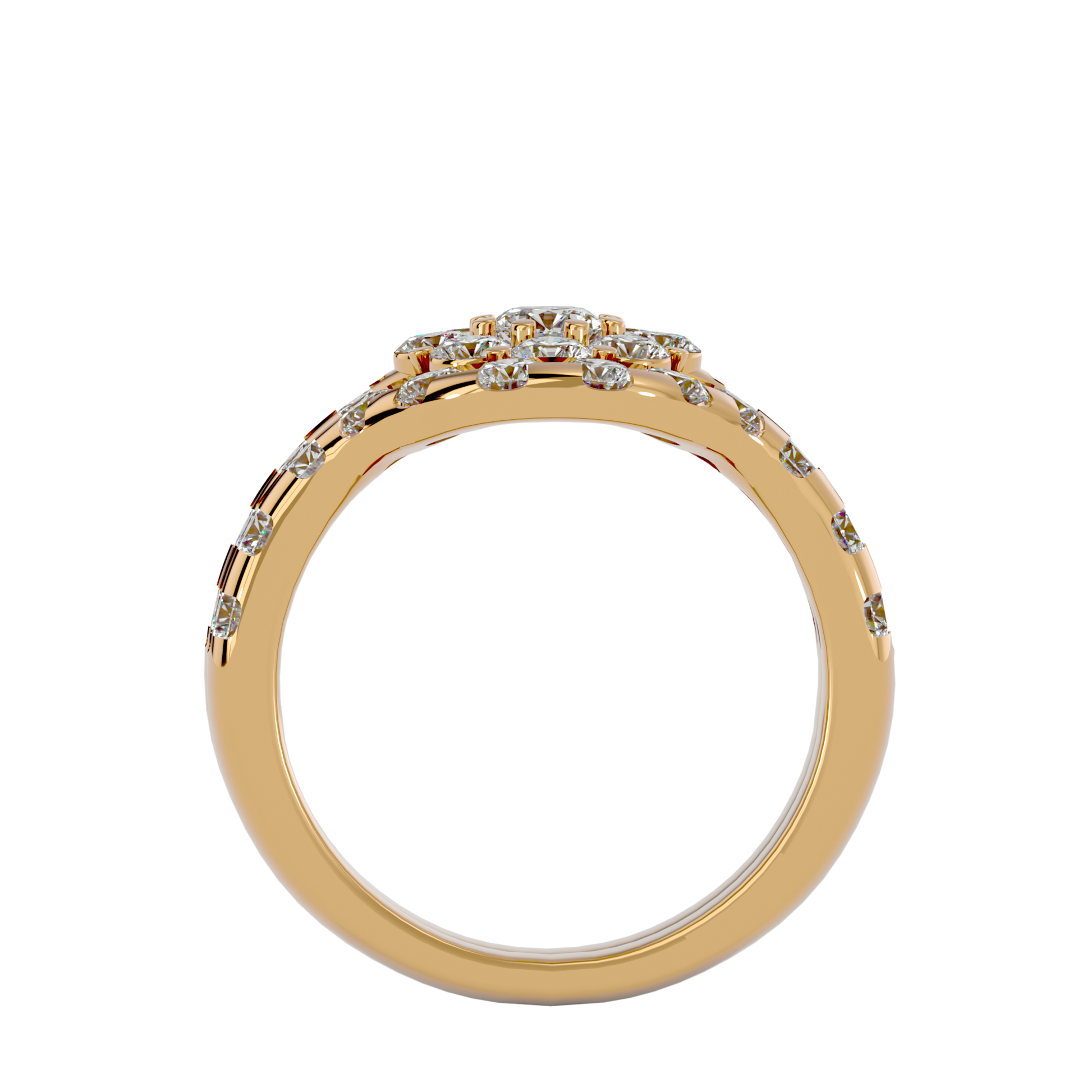 Lab Grown Round Cut Diamond Halo Ring In Yellow Gold