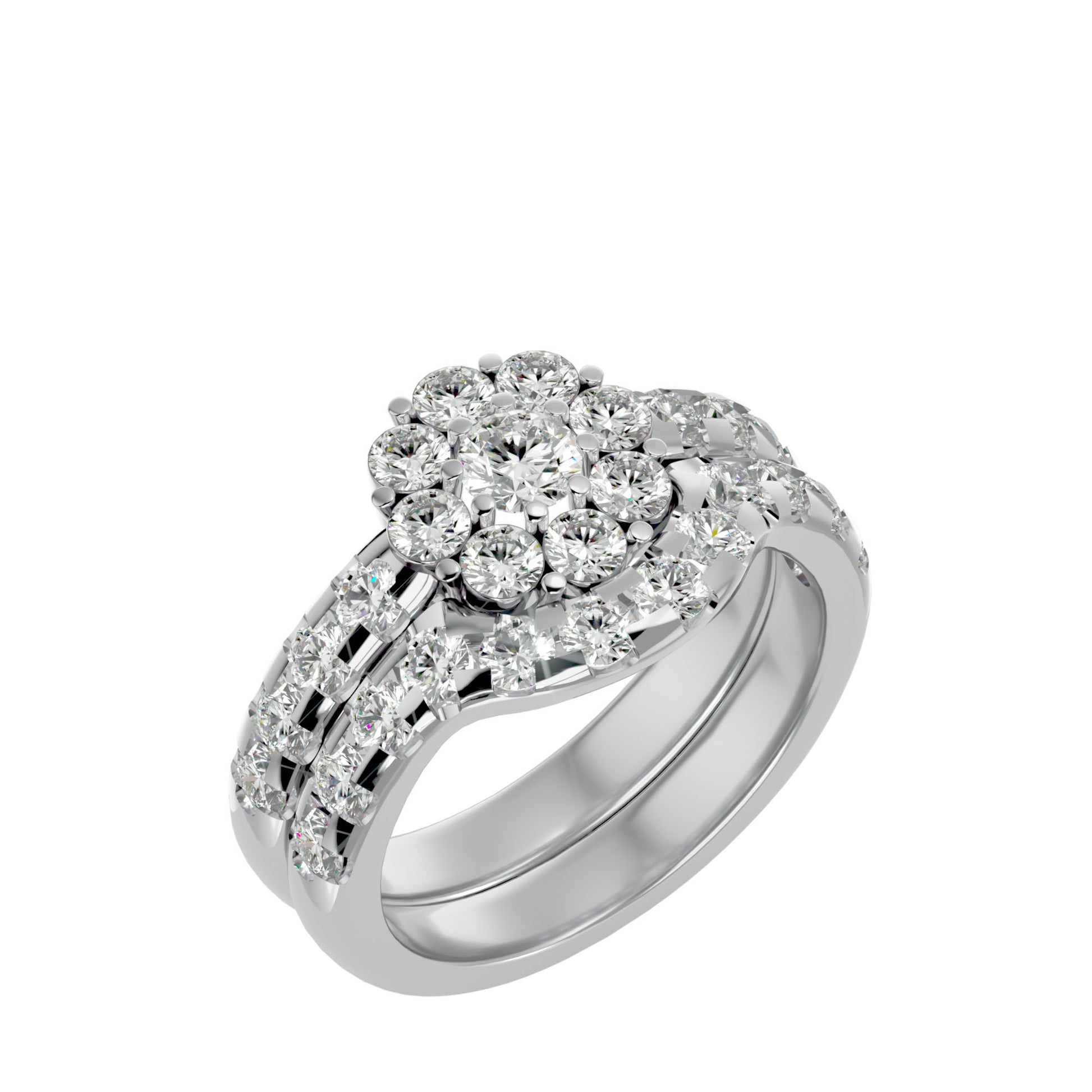 Lab Grown Round Cut Diamond Halo Ring In Platinum