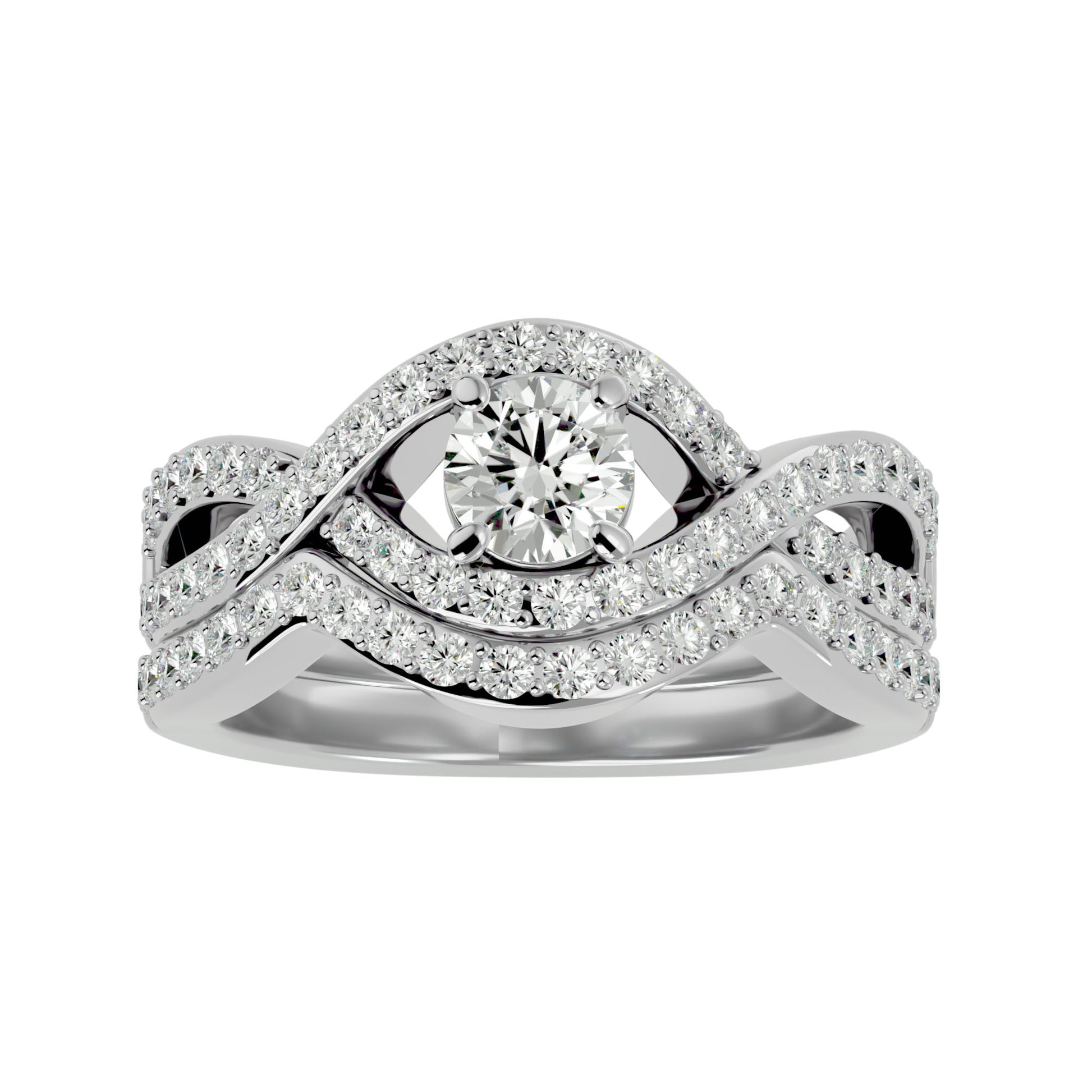 Lab Grown Round Cut Diamond Halo Ring In Platinum