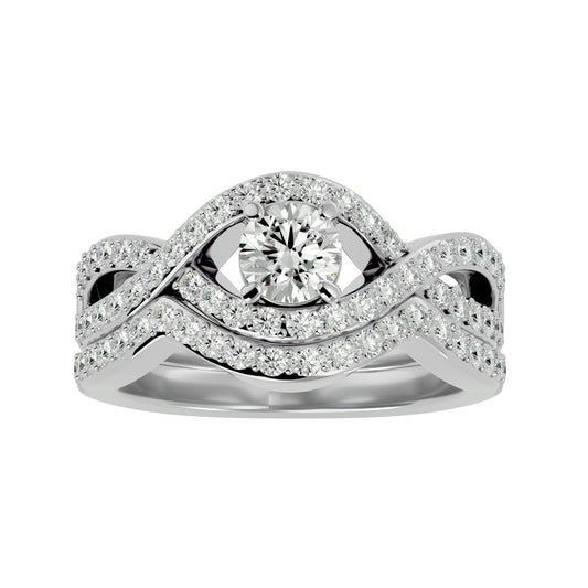 Lab Grown Round Cut Diamond Halo Ring In Platinum