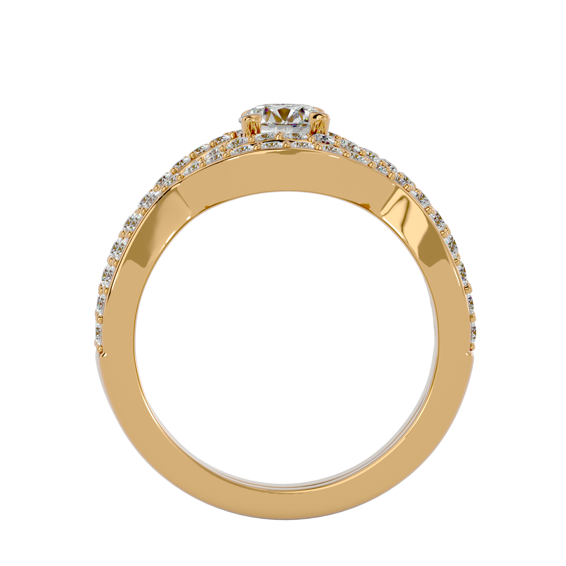 Lab Grown Round Cut Diamond Halo Ring In Yellow Gold