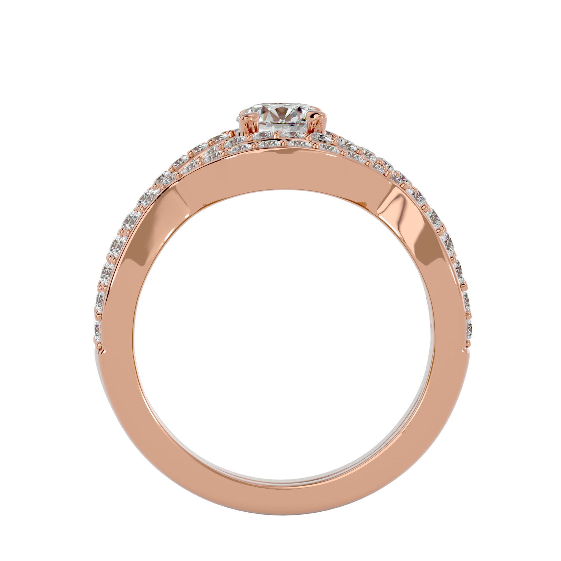 Lab Grown Round Cut Diamond Halo Ring In Rose Gold