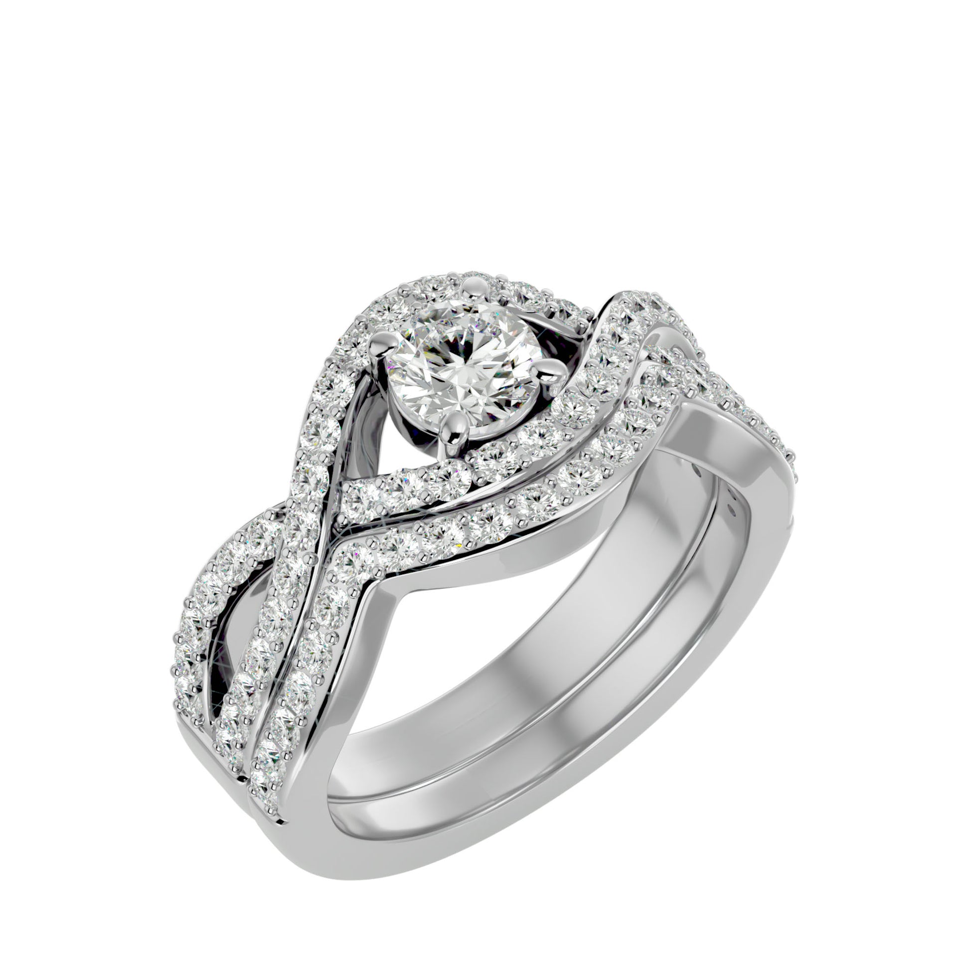 Lab Grown Round Cut Diamond Halo Ring In Platinum