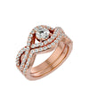 Lab Grown Round Cut Diamond Halo Ring In Rose Gold