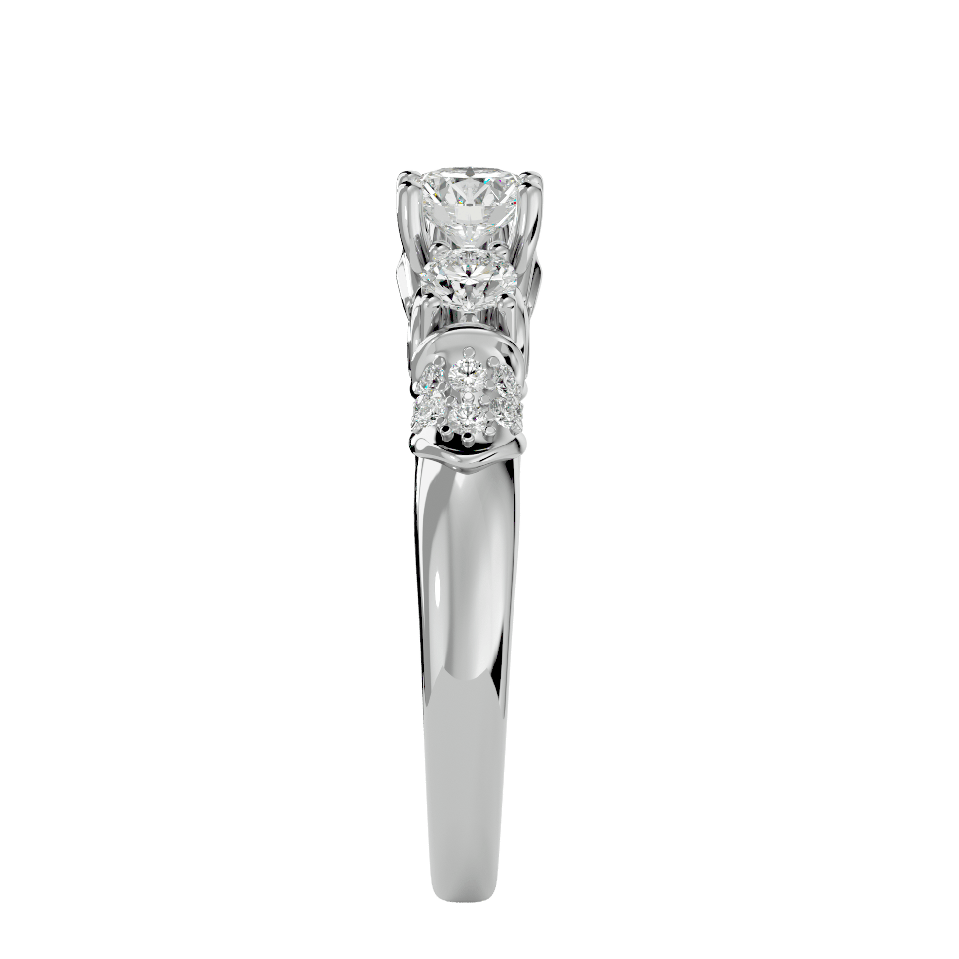 Lab Grown Round Cut Trio Diamond In White Gold Ring