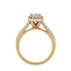 Lab Grown Emerald Cut Diamond Halo Ring In Yellow Gold.