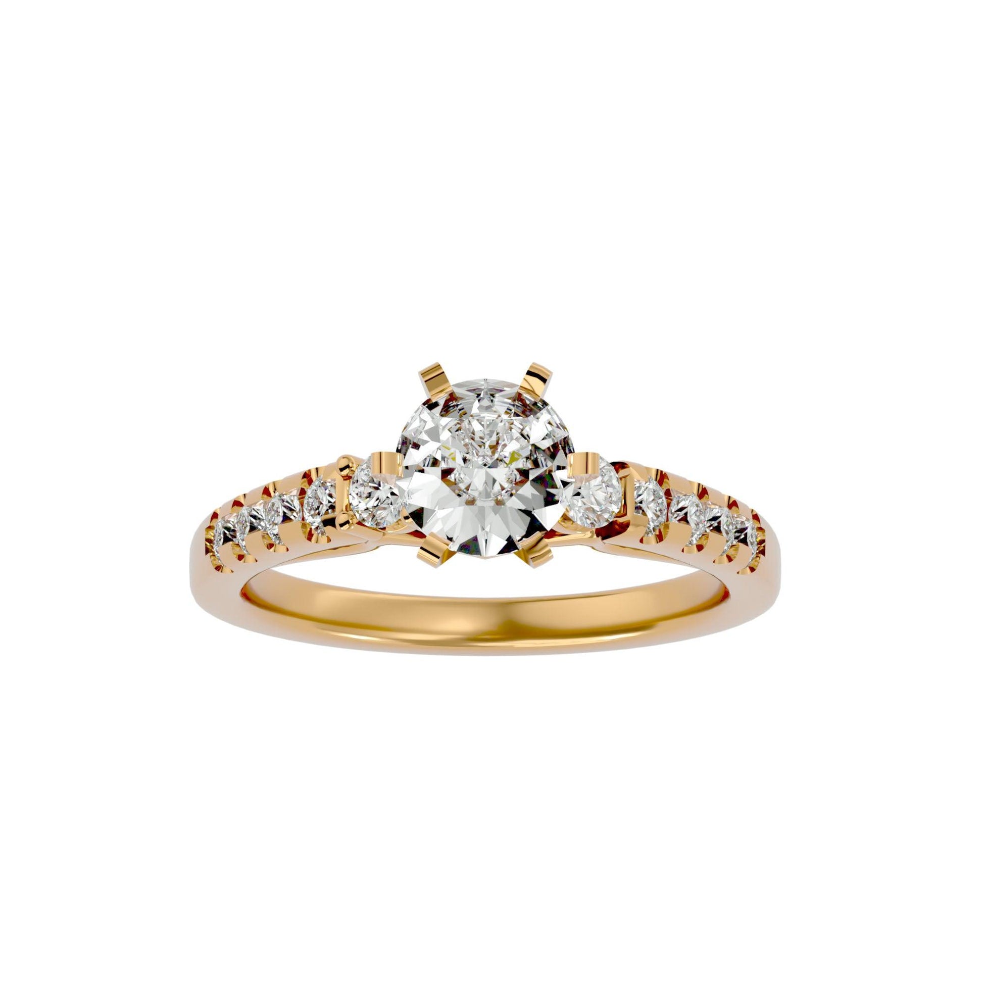 Lab Grown Round Cut Diamond Halo Ring In Yellow Gold