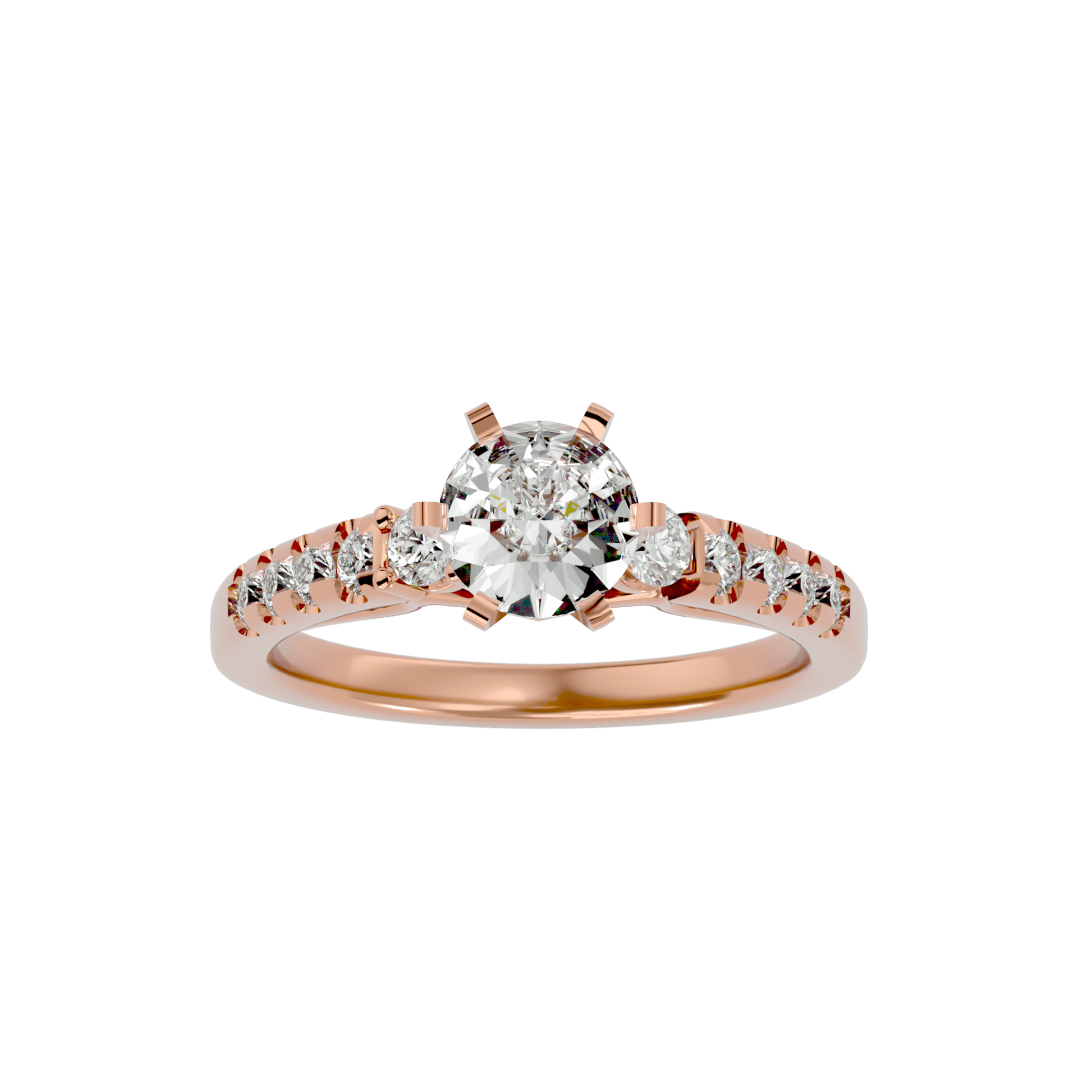 Lab Grown Round Cut Diamond Halo Ring In Rose Gold