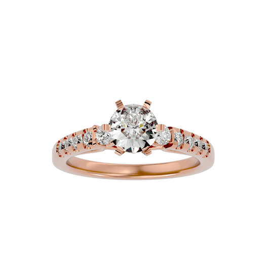 Lab Grown Round Cut Diamond Halo Ring In Rose Gold