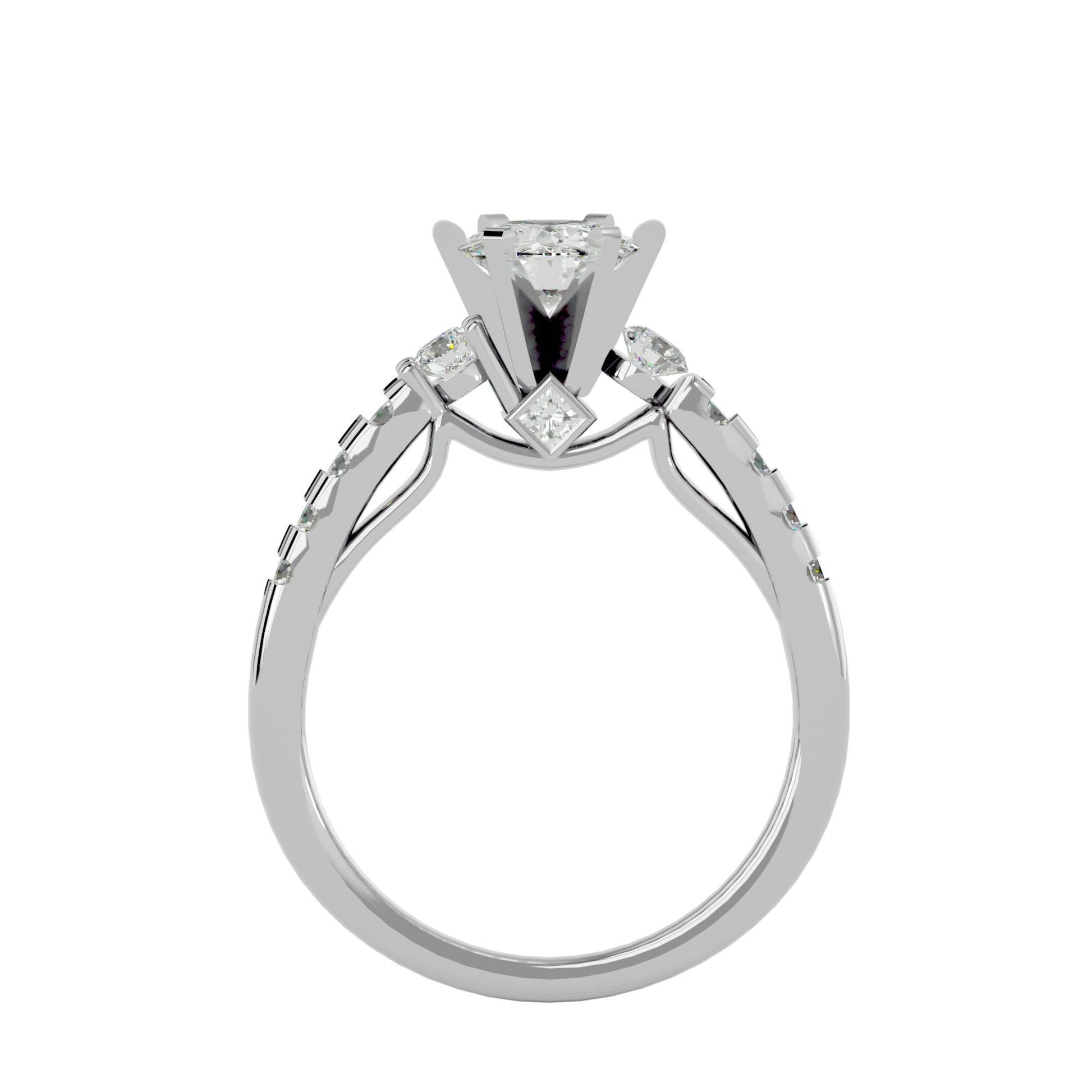 Lab Grown Round Cut Diamond Halo Ring In Platinum