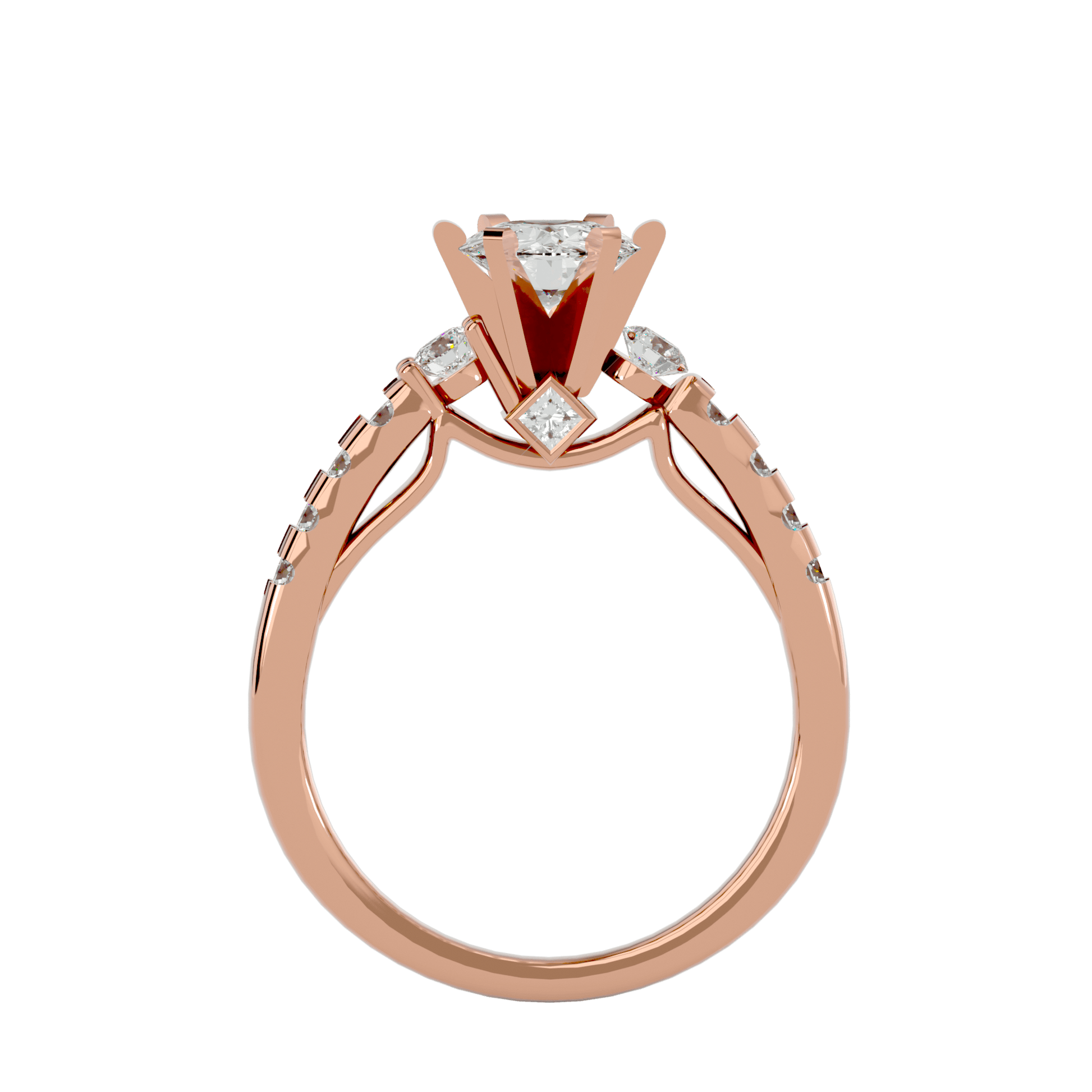 Lab Grown Round Cut Diamond Halo Ring In Rose Gold