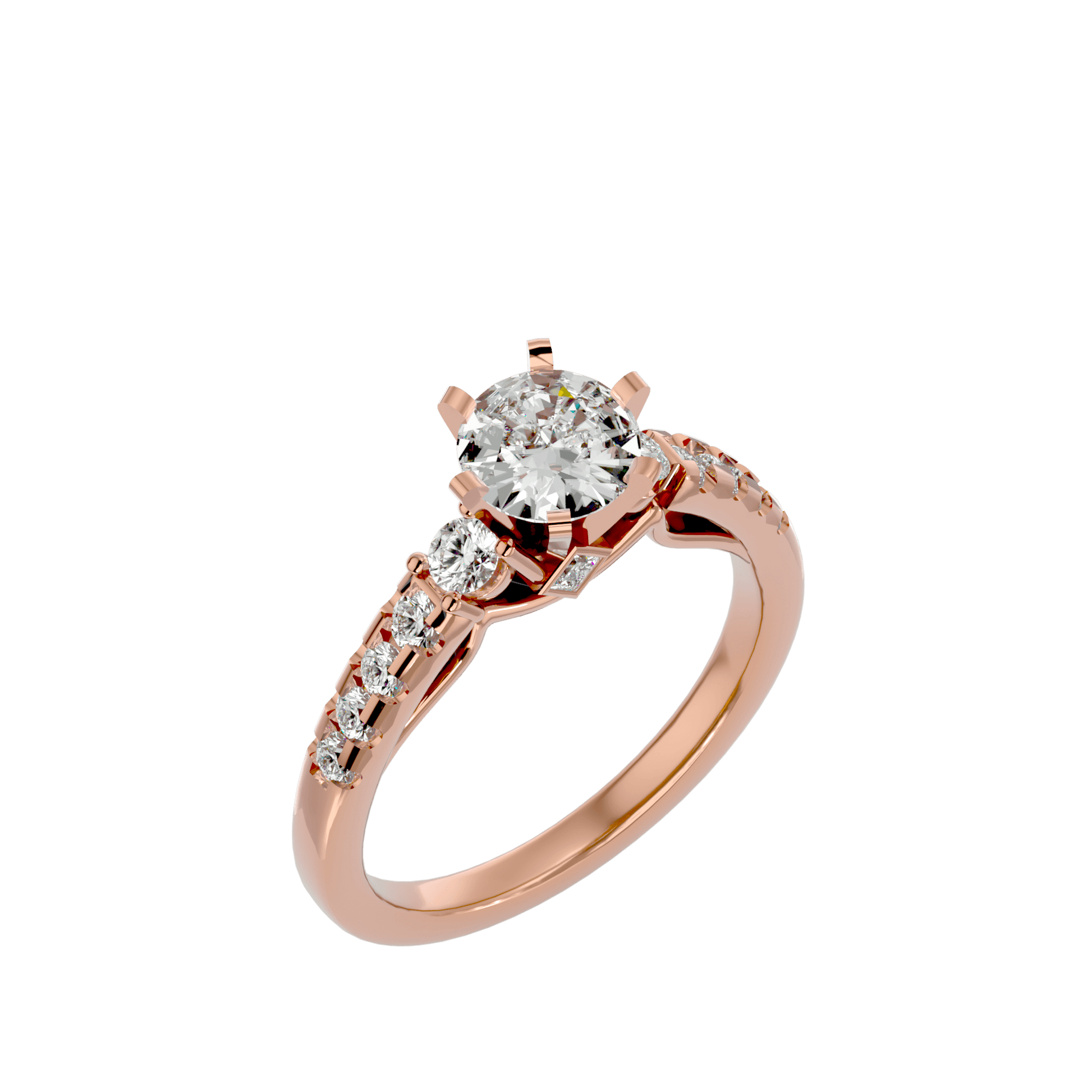 Lab Grown Round Cut Diamond Halo Ring In Rose Gold