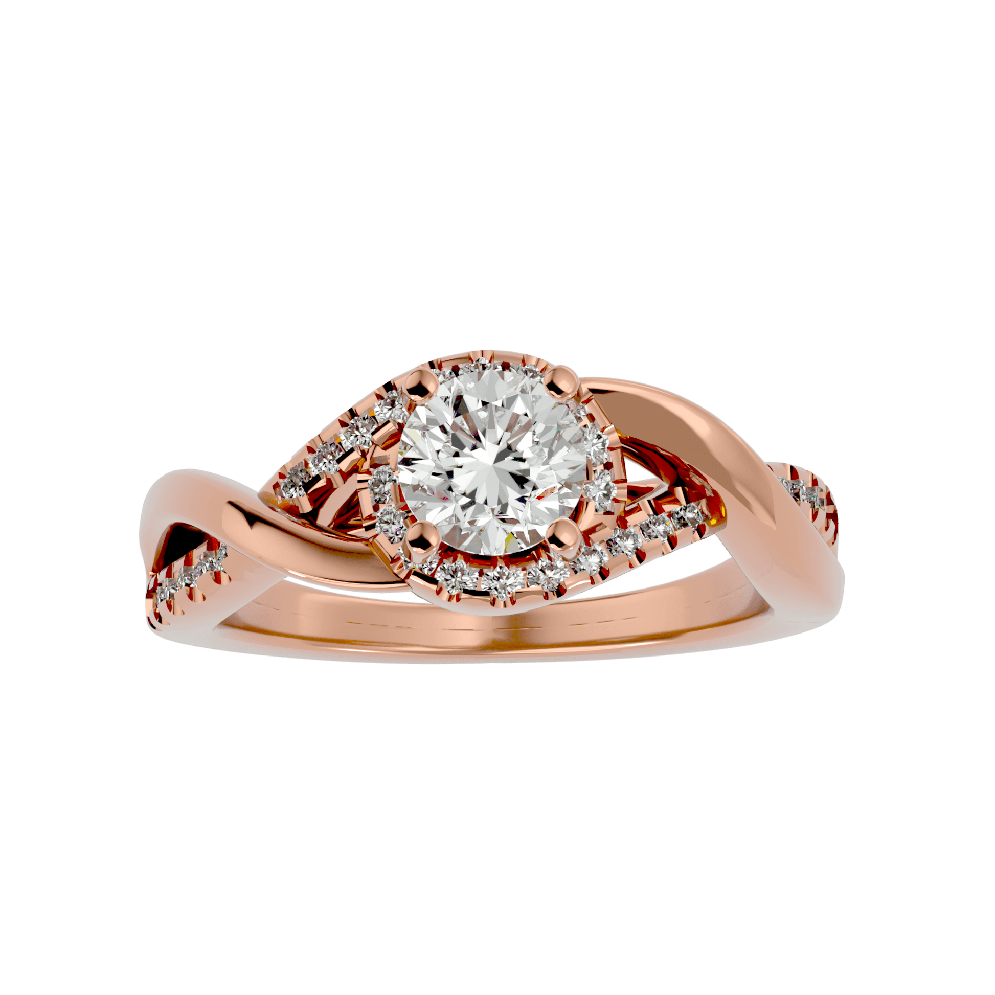 Lab Grown Round Cut Diamond Halo Ring In Rose Gold