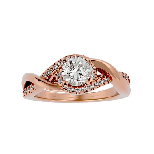 Lab Grown Round Cut Diamond Halo Ring In Rose Gold